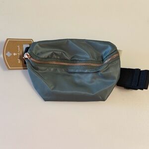 Olive Green Nylon Crossbody/Waist Bag with Black Strap
